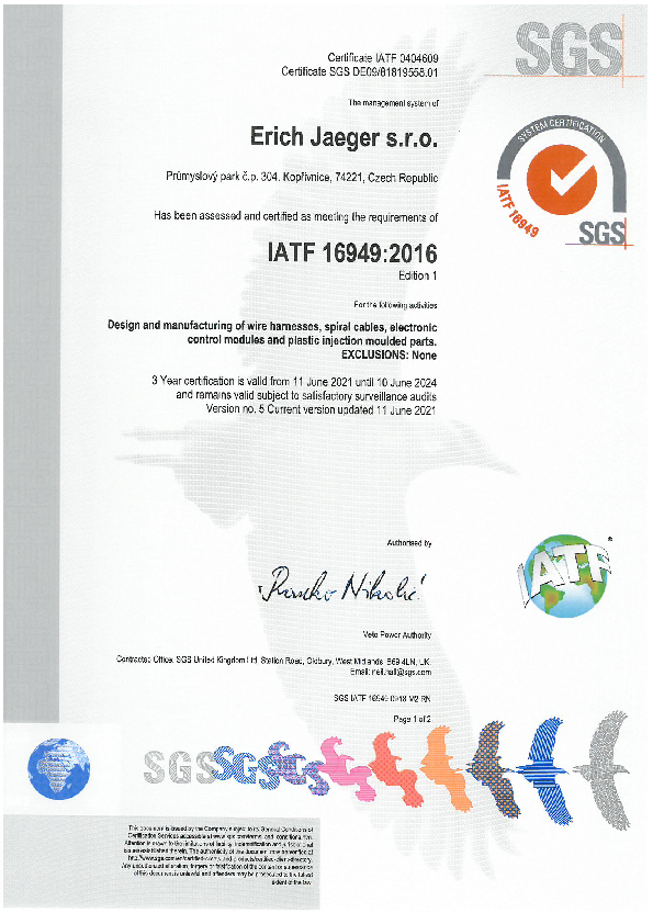 Quality Certificate according to IATF 16949